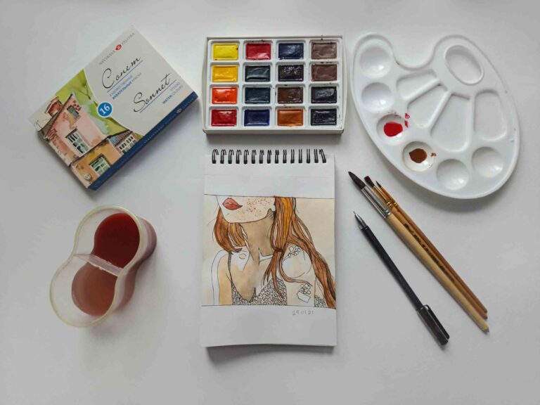 Material de los cursos de pintura de acuarela en Pozuelo