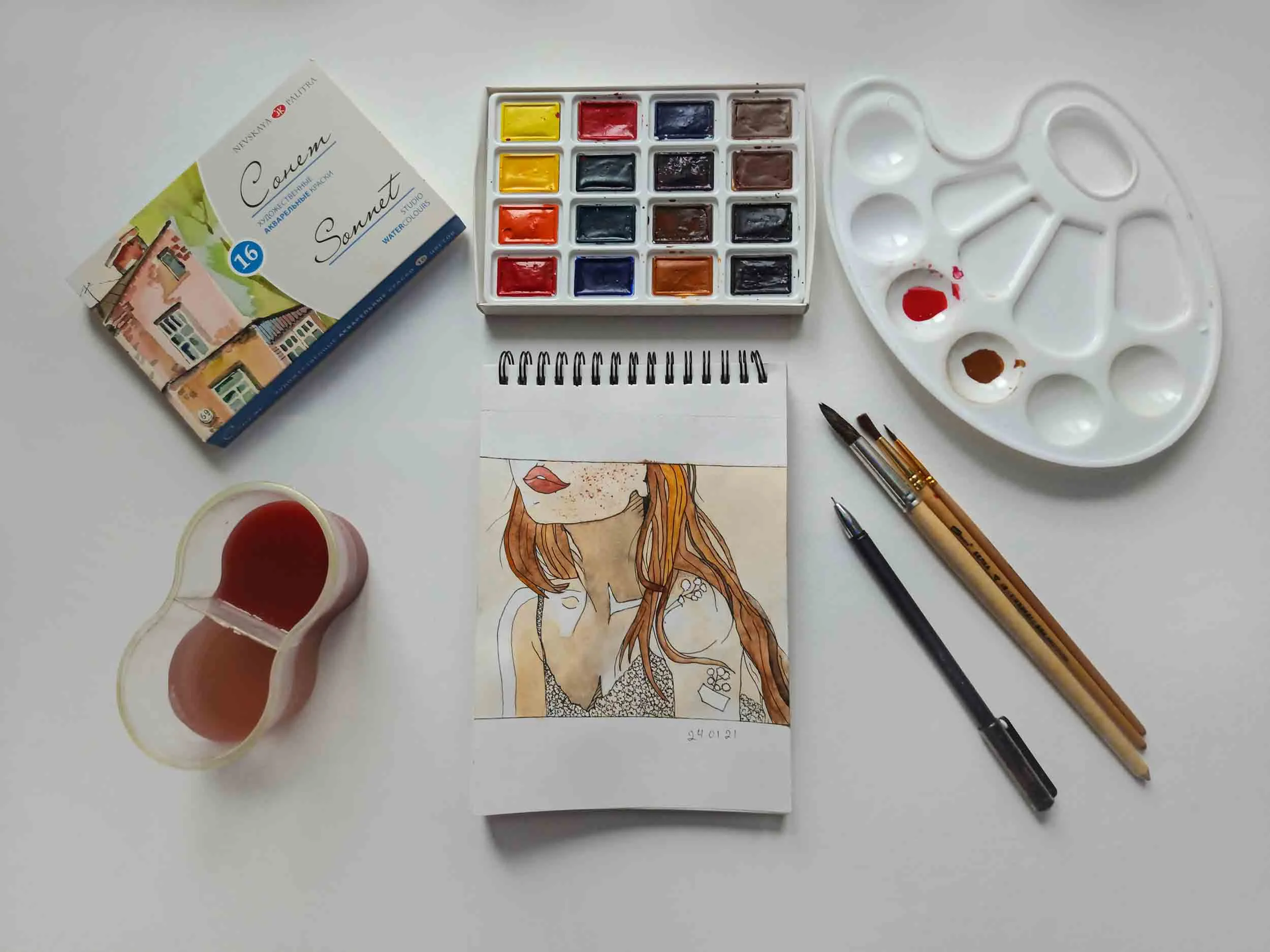 Material de los cursos de pintura de acuarela en Pozuelo